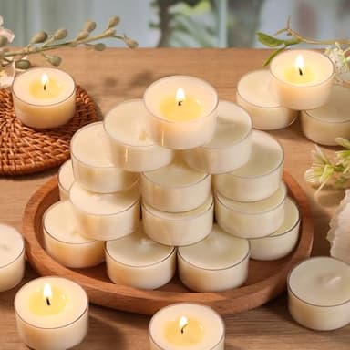 DEVI 6 Hour Soy Tealight Candles Bulk 25 Pack, Unscented Organic Tea Candles, White Emergency Votive Tea Lights-Burn Clean, Non-Paraffin Natural Soy Candle for Home Decor,