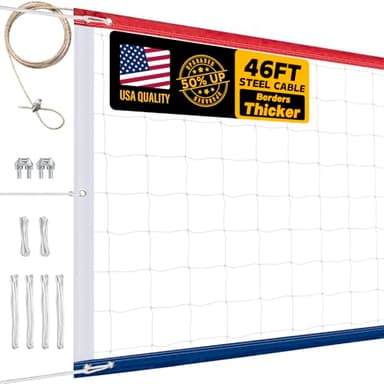 Upgraded Professional Volleyball Net Outdoor Heavy Duty – Weatherproof, Extended Stainless Steel Cable and Reinforced Full Borders, Ideal for Indoor & Outdoor Play, 32x3FT, Net Only, Advanced