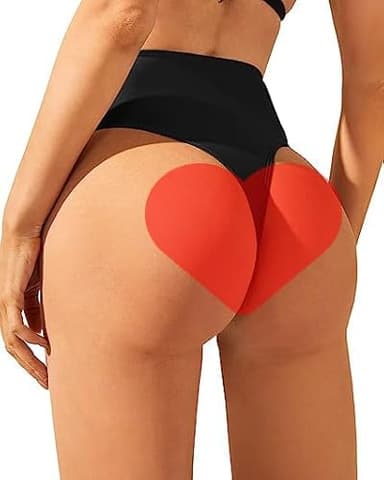 Zmart Women High Waist Thong Bikini Bottoms High Cut Swimsuit Bathing Suit Cheeky Brazilian Swimwear Bottom Black L