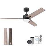 Lorpies 52in Smart Ceiling Fan with LED Lights Remote,Quiet DC Motor,Voice Control via Alexa Google WIFI App,Outdoor Indoor Modern Ceiling Fans,Dimmable,for Bedroom Patio Porch,Black and Walnut Brown