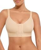 FeelinGirl Full Coverage Mastectomy Bra Post Surgery Compression Bra for Women with Front Closure Post Surgical Bra Beige XXXL