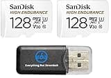 SanDisk 128GB High Endurance MicroSDXC Memory Card (2 Pack) for Garmin Dash Cam 57, 67W, Mini 2, 47 Series (SDSQQNR-128G-GN6IA) Class 10 Bundle with (1) Everything But Stromboli MicroSD Card Reader