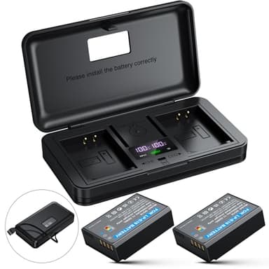 LP-E10 Battery 2-Pack 1600mAh and Digital Display Dual USB Charger for Canon LP E10,EOS Rebel T7 T6 T5 T3 T100,Kiss X50 X70 X80 X90,EOS 1100D 1200D 1300D 1500D 2000D 3000D 4000D Digital Cameras