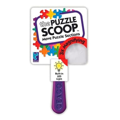 Ceaco Puzzle Scoop with LED Light & 3X Magnifier – Jigsaw Puzzle Accessory for Lifting & Moving Sections, Low Vision Aid, Puzzle Tool Gift for Adults & Seniors