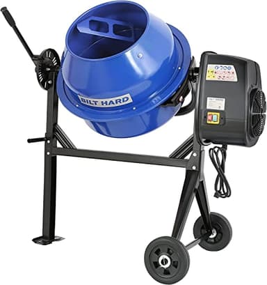 BILT HARD Electric Cement Mixer, 4 Cubic Ft. 550W Portable Concrete Mixer Machine, Wheelbarrow Cement Mixing Tools for Stucco