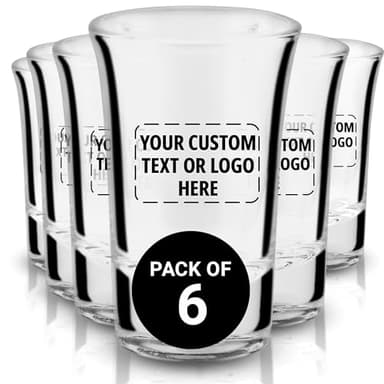 Personalized Shot Glasses | Set of 6 | Quality Glass 1.5oz Custom Shot Glasses with Laser Engraving | Great for Wedding Favors, Bachelorette Party Gifts, Customized Party Favors, Unique Gifts