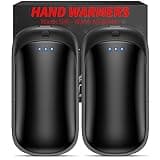 2 Pack Hand Warmers Rechargeable, Portable Electric Hand Warmers Reusable, USB 2 in 1 Handwarmers, Outdoor/Indoor/Warm Gifts for Men Women Kids (Black&Black*2)