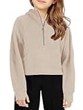 Doshoop Girls Half Ziper Collar Cropped Hoodies Long Sleeve Fleece Zip Up Pullover Sweatshirts