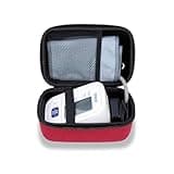 Ginsco Universal Hard Shell Case for Blood Pressure Monitor, Compatible with Omron Bronze/iHealth/Oklar, Portable Carrying Travel Case with Handle, Mesh Pocket for Cuff/Batteries/Charger (Red, M)