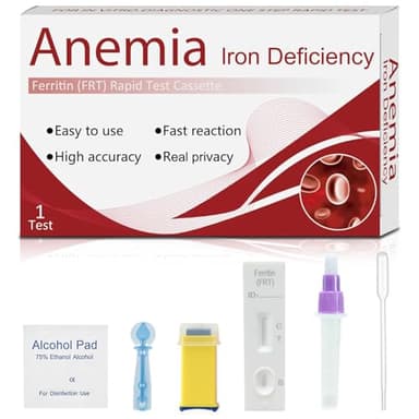 Iron Deficiency Test Kit – Accurate & Easy at-Home Iron Test to Monitor Iron Levels, Ferritin Rapid Test for Children & Adults – ONE Test