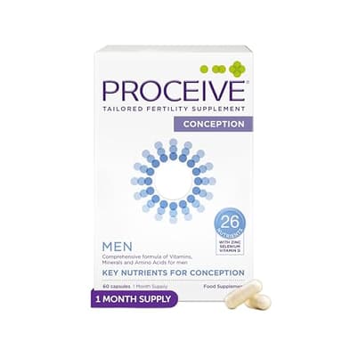 Proceive Tailored Fertility Supplement for Men, Pre Conception Vitamins, Minerals and Amino Acids With Vitamin D, Zinc, Folate, Selenium, and COQ10, Men's Pre Pregnancy Multivitamin, 60 Vegan Capsules