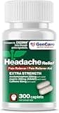 GenCare - Headache Relief Acetaminophen with Aspirin (NSAID) & Caffeine (300 Caplets) Value Pack | Head Pain, Muscle Aches, Back Pain & Body | Generic Excedrin Extra Strength