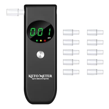 Breath Ketone Meter Professional Ketone Breath Tester - Ketone Breath Analyzer & Ketosis Meter | Accurately Monitor Ketosis in Your Breath for Personal Ketosis Tracking, Includes 10 Mouthpieces
