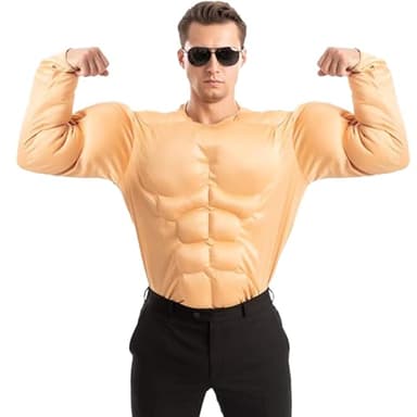 Spooktacular Creations Halloween Men's Muscle Suit, Tan Skin Muscle Shirt Costume, Funny Adult Costumes, Body Builder Costume for DressUp, Cosplay and Roleplay Party (Medium)