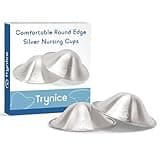 Silver Nursing Cups Nipple Shields for Breastfeeding Newborn, 2 Pack Silver Nipple Covers Breastfeeding Essentials, Protection and Pain Soothe, TriLaminate Silver, Regular