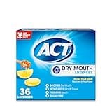 ACT Dry Mouth Lozenges With Xylitol, 36-Count, Sugar Free Honey-Lemon