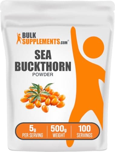 BulkSupplements.com Sea Buckthorn Powder - Omega 7 Supplement, Superfood Powder, Sea Buckthorn Berry Supplement - Vegan & Gluten Free, 5g per Serving, 500g (1.1 lbs) (Pack of 1)