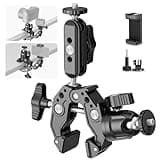 NEEWER Super Clamp with 3" Dual Ballhead Magic Arm, Ball Head Adapter, Cold Shoe, Phone Holder, Action Camera Clamp Mount for Flat/Round Surface Compatible with GoPro DJI iPhone 15 Pro Max, ST85