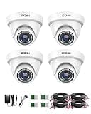 ZOSI 4 Pack 1080P Security Cameras,Night Vision,2MP Outdoor Indoor CCTV White Dome Camera Compatible with 1080P/5MP/4K HD-TVI Analog CCTV DVR System