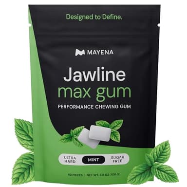 Mayena Jawline Max Gum (Mint) | Ultra-Hard Chewing Gum for High-Intensity Jaw Exercising (40pcs Pack) | Masseter Workout Gum | Helps Build Facial Muscle Strength & Define Jawline