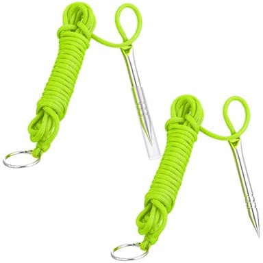 Soulchen 2 Pcs 10 ft 550lb Paracord Fishing Stringer Fish Holder with 1 Inch Split Ring(Green)