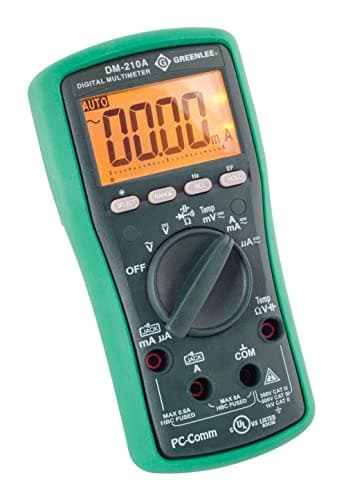 Greenlee DM-210A Digital Multimeter With Auto and Manual Ranging Operation and Non-Contact Voltage Detection, Green