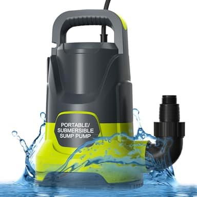 SHANGDA Portable Sump Pump 1 HP Submersible Water Draining Pump 4500 GPH Clean/Dirty Electric Water Transfer Pumps with Adapters for Pool Basement Garden Spa Hot Tub Pond Flood Yard Water Tank