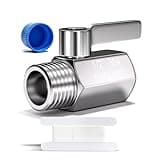 BWINTECH 304 Stainless Steel Showerhead Shut Off Valve with Handle, Mini Ball Valve 1/2" Female X Male NPT, Water Flow Control Valve Regulator Chrome, ShowerHead Flow Control Valve