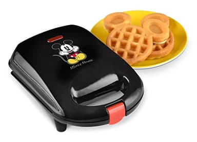 Disney Mickey Mouse Mini Waffle Maker by Select Brands - Cooks Cute Mickey Mouse Waffles - With Nonstick Coating & Non-Skid Feet - Includes Manual with Waffle Recipes