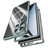 Jonwelsy Anti Peeping Case for Samsung Galaxy S23 Ultra, Double-Sided 360 Degree Protection Cover Compatible with Magsafe Anti Spy Privacy Glass Magnetic Adsorption Metal Bumper for S23U (Green)