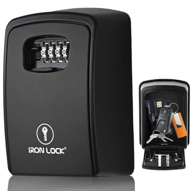 Iron Lock® Key Lock Box XXL Wall Mount – Waterproof Outdoor Key Safe with Heavy-Duty Metal Body & 4-Digit Combination – Lock Box for Keys Outside for Home, Rentals & Realtors Extra Large (Black, XXL)