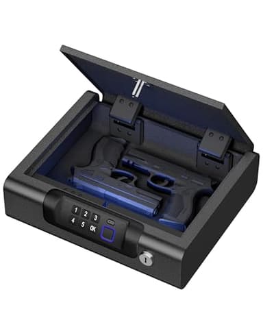 BILLCONCH Biometric Gun Safe for Handgun Fingerprint Digital PIN Key 3 Ways Unlock Pistols Safe with Sound, Smart Safe Box for Cloakroom living room Bedroom Nightstand