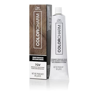 COLORCHARM Permanent Cream Hair Color, 7GV Medium Soft Gold Blonde, 2 oz.