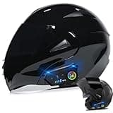Bluetooth Modular Motorcycle Helmet, DOT Approved Flip Up Full Face Integrated Helmet, Double Visor Helmet Built-in Dual Speaker with Microphone, for Adults Men and Women XS~XL