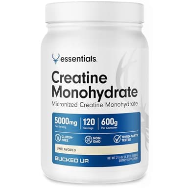 Bucked Up Pure Micronized Creatine Monohydrate for Women and Men - Easy to Mix and Unflavored - 5G Per Serving - 120 Servings - 600 Grams Per Container
