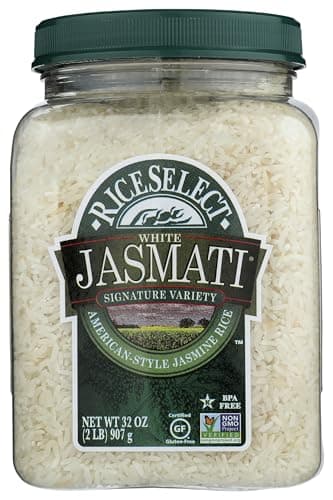 RiceSelect Jasmati Rice, Long-Grain Jasmine Rice, Premium Gluten Free Rice, Non-GMO, 32 Ounce Jar