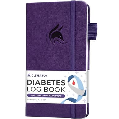 Clever Fox Diabetes Log Book – Daily Diabetic Food Journal with Blood Glucose Tracker – Blood Sugar Notebook for Diabetics Control (Purple)