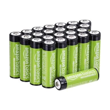 Amazon Basics 24-Pack Rechargeable AA NiMH Batteries, 2000 mAh, 1.2V, Low Self Discharge, Pre-Charged, Recharge up to 1000x Times