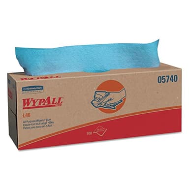 WypAll PowerClean L40 Cloths Extra Absorbent Wipes (05740), Pop-Up Box, Bulk Paper Wipers, Blue (9 Packs of 100 Sheets, 900 Sheet Total)