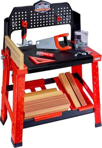 Little Tikes Full Set Creative Construction Workbench with 15+ Accessories, Pretend Play Construction Set, for Boys and Girls Ages 3+ Years (hgfui)