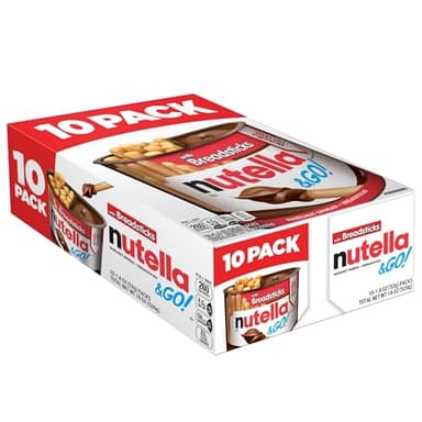 Nutella & Go! Hazelnut Spread with Breadsticks, On-the-Go Snack Cups, 10 Snack Packs, 18 oz