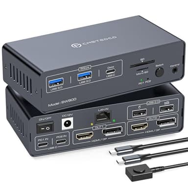 CMSTEDCD Thunderbolt 4 kvm Switch Docking Station for 2 Monitors 2 laptops or Macbooks Extended Dual 4K@60Hz Display with Displaylink USB C 3.2 kvm switches 2 Projector with HDMI and Displayport Out