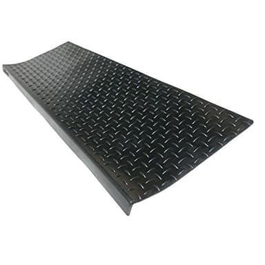 Rubber-Cal "Diamond-Plate Non-Slip Rubber Tread Stair Mats (6 Pack), Black, 9.75" X 29.75"