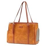 Lasaviin Fashion Dog Purse Pet Carrier Leather Bag for Small Dogs Cats Puppy, Portable Tote Bag Airline Approved Soft-Sided Carriers (Brown)