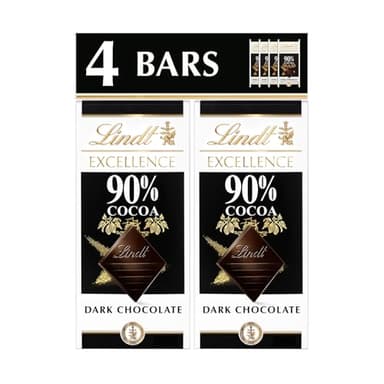 Lindt Excellence, 90% Dark Chocolate Candy Bar, 4ct, 3.5 oz. Bars
