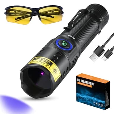 DARKBEAM UV Flashlight 365nm Black Light - Mini & Powerful LED Ultraviolet Blacklight Flashlights - Rechargeable Woods Lamp for AC Leak, Resin Curing, Cat/Dog Urine, Blood Tracking, Rocks Finder