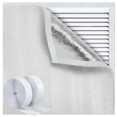 KUAGINZUHE Attic Fan Cover 38"x46" with Self-Adhesive Hook & Loop Tape, Aluminum Insulation Shutter Cover for Attic Ceiling Fan Vent, Weatherproof Attic Vent Cover