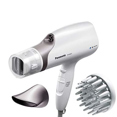 Panasonic Nanoe Salon Hair Dryer with Oscillating QuickDry Nozzle, Blow Dryer with Diffuser and Concentrator Attachments, 3 Speed Heat Settings for Easy Styling and Healthy Hair - EH-NA67-W (White)