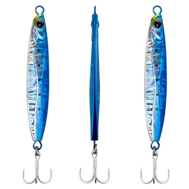 Dr.Fish 3 Pack Saltwater Fishing Jigs Jigging Spoon Fishing Lures Offshore Glow Vertical Diamond Metal Casting Jigs Saltwater Blue 2oz
