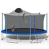 Awlstar 1000 LBS 14FT Outdoor Trampoline with Basketball Hoop & Safety Enclosure Net -ASTM Approved, Backyard Trampoline, Recreational Heavy-Duty Trampoline for Kids Adult
